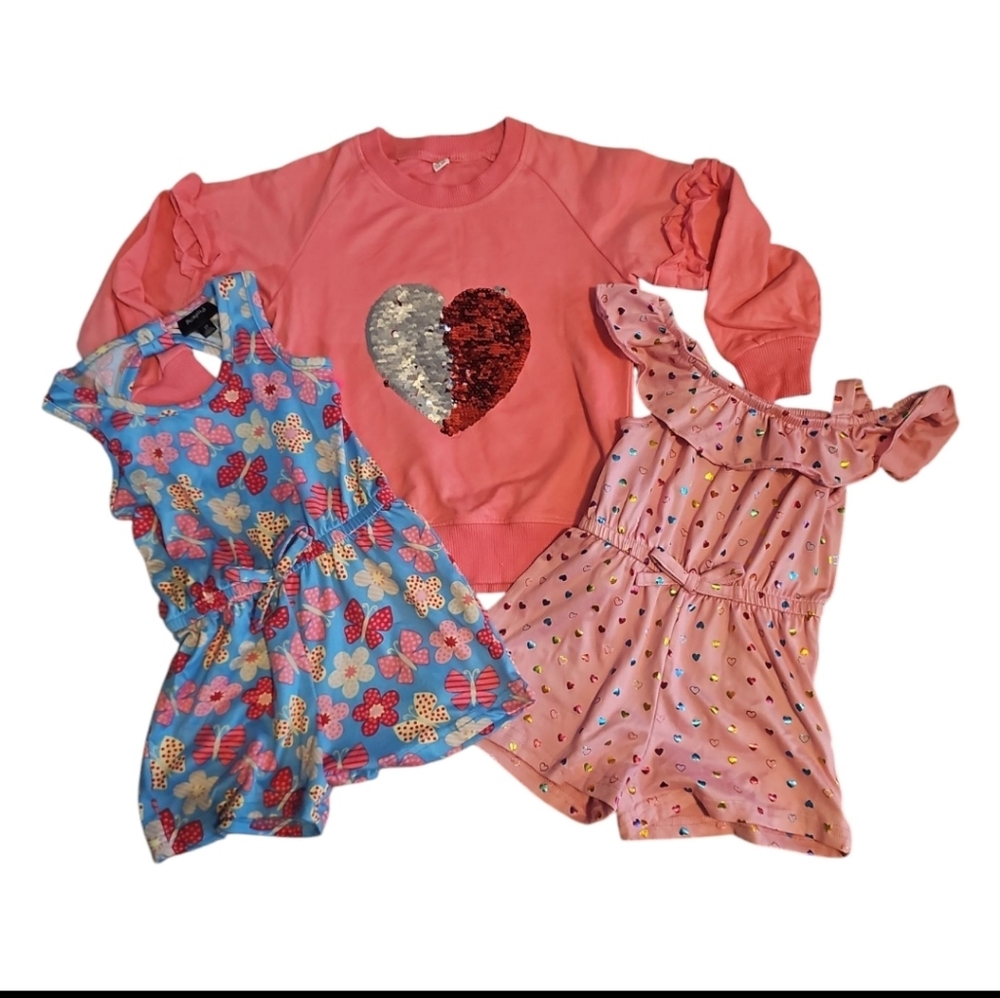 Girls' Pink and Blue Outfit Set with Heart Design Size 3